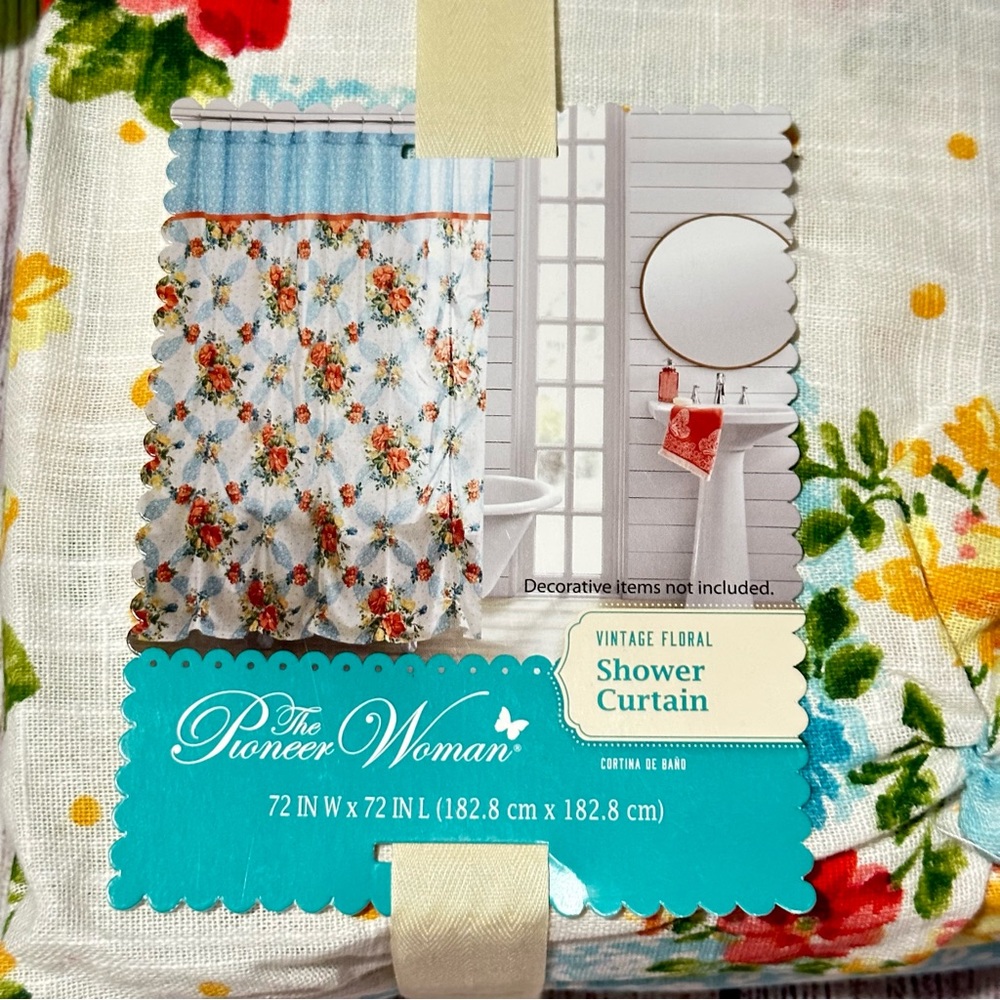 The Pioneer Woman Vintage Floral Cotton Shower Curtain, 72" NEW - Picture 5 of 7
